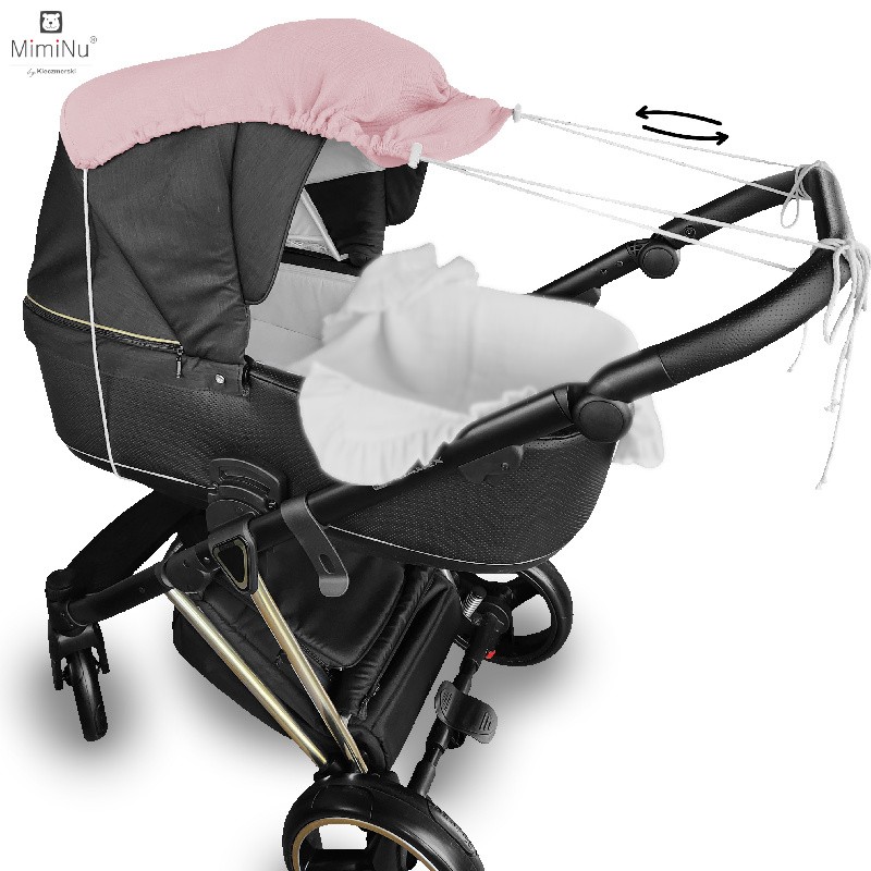 KIECZMERSKI Daszek do wózka, osłonka przeciwsłoneczna MUŚLIN bawełna 100% pudrowy róż