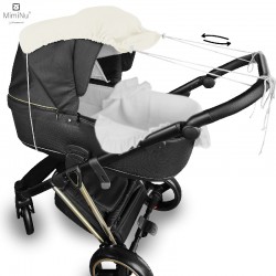 KIECZMERSKI Daszek do wózka, osłonka przeciwsłoneczna MUŚLIN bawełna 100% śmietanka