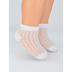 NOVITI SB117-G-01 Skarpety niemowlęce żakardowe białe 0-6m
