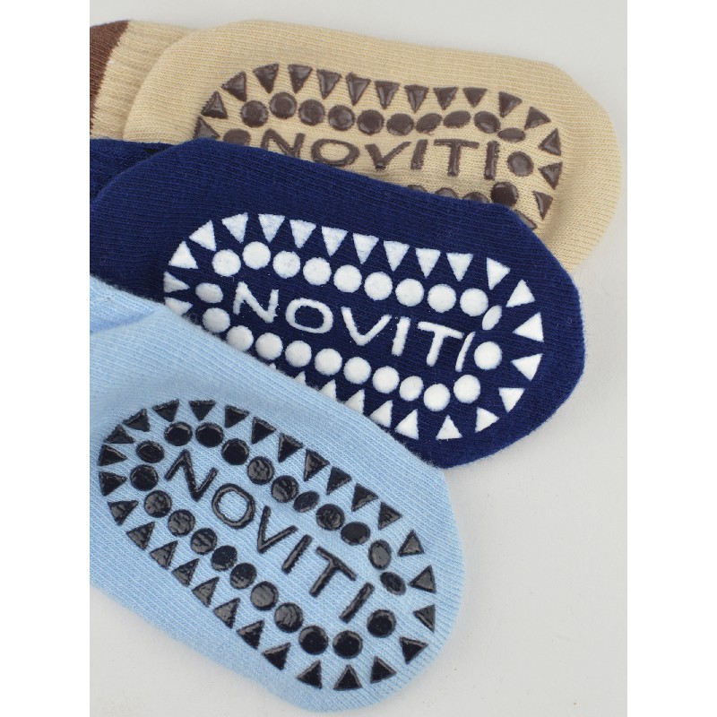 NOVITI ST078-B-01 Stopki bawełniane chłopięce gładkie z ABS 15/18