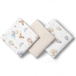 3008 PIELUSZKI MUŚLINOWE 70X70 3-PACK BEŻ BL300