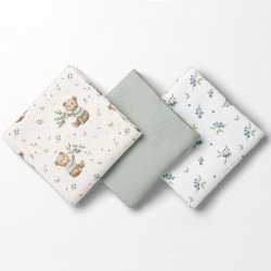 3022 PIELUSZKI MUŚLINOWE 70X70 3-PACK ZIELONY BL302
