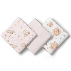 3039 PIELUSZKI MUŚLINOWE 70X70 3-PACK RÓŻ BL303
