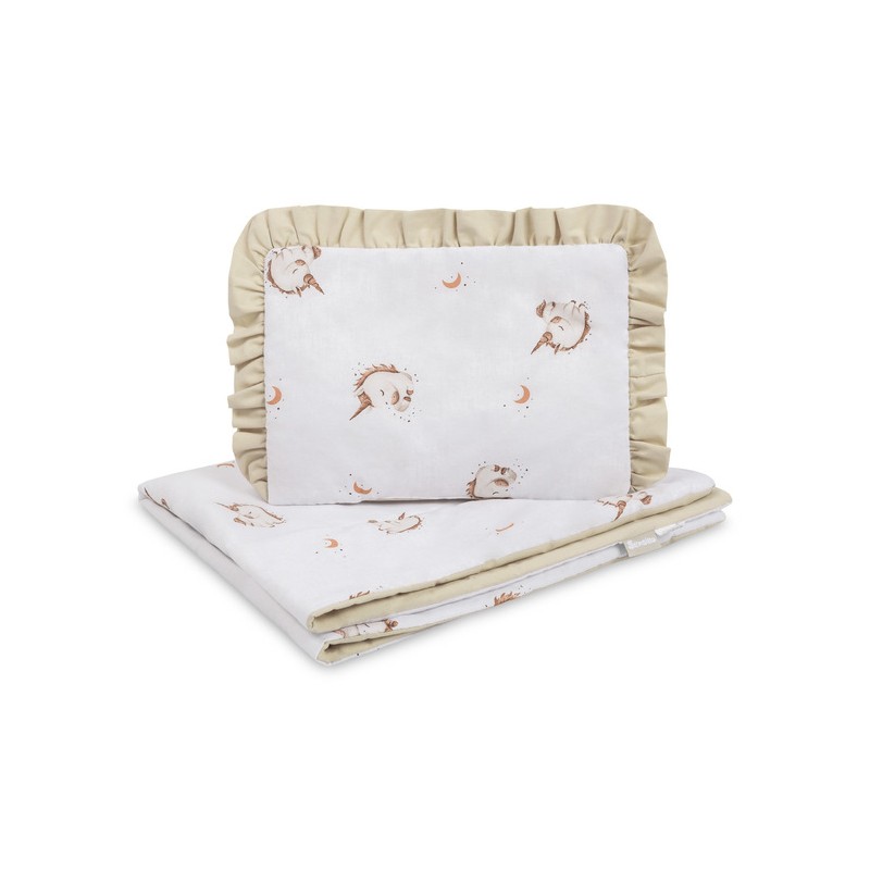 KOMPLET DO ŁÓŻECZKA BAWEŁNA UNICORN BEIGE 75X95 25X35