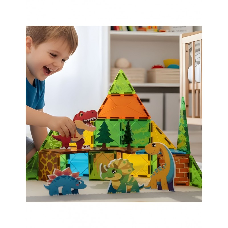 WOOPIE 558390 Klocki magnetyczne 7,5 cm Dino 30 el.