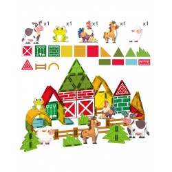 WOOPIE 55846 Klocki magnetyczne 7,5 cm Farma 30 el.