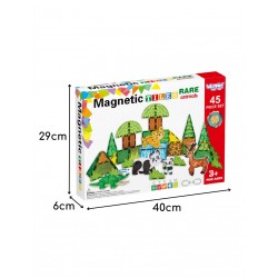 WOOPIE 55877 Klocki magnetyczne 3D Zwierzęta 45 el.