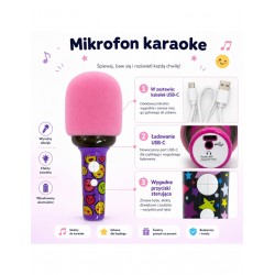 WOOPIE 58854 Bezprzewodowy mikrofon do karaoke różowy
