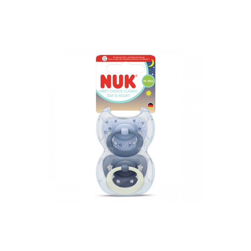 NUK 10177263 Smoczek uspokajający 2 elementowy 18-36m D&N niebieski