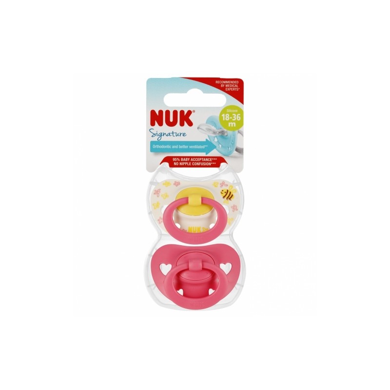 NUK 10739679 Smoczek uspokajający 2 elementowy 18-36m Signature róż