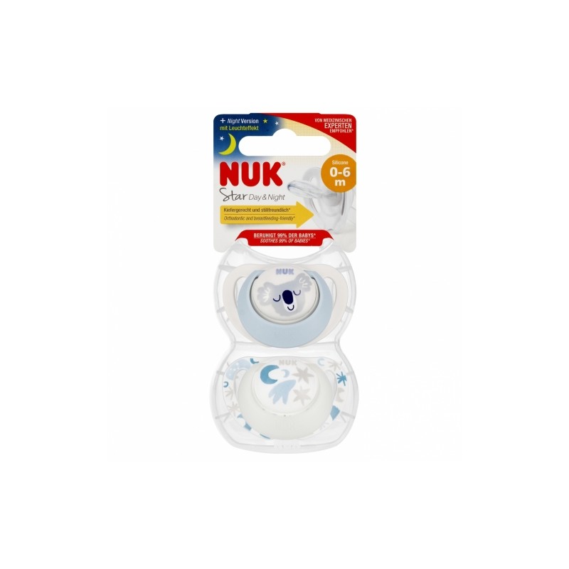 NUK 175287 Smoczek uspokajający 2 el. 0-6m D&N KOALA niebieski/biały