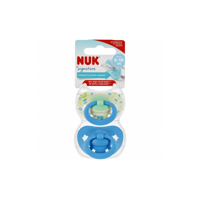 NUK 176321 Smoczek uspokajający 2 el. 6-18m SIGNATURE niebieski
