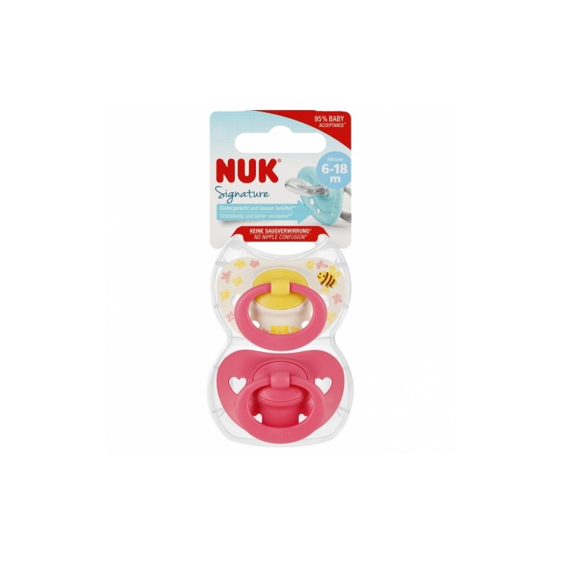 NUK 176322 Smoczek uspokajający 2 el. 6-18m SIGNATURE różowy