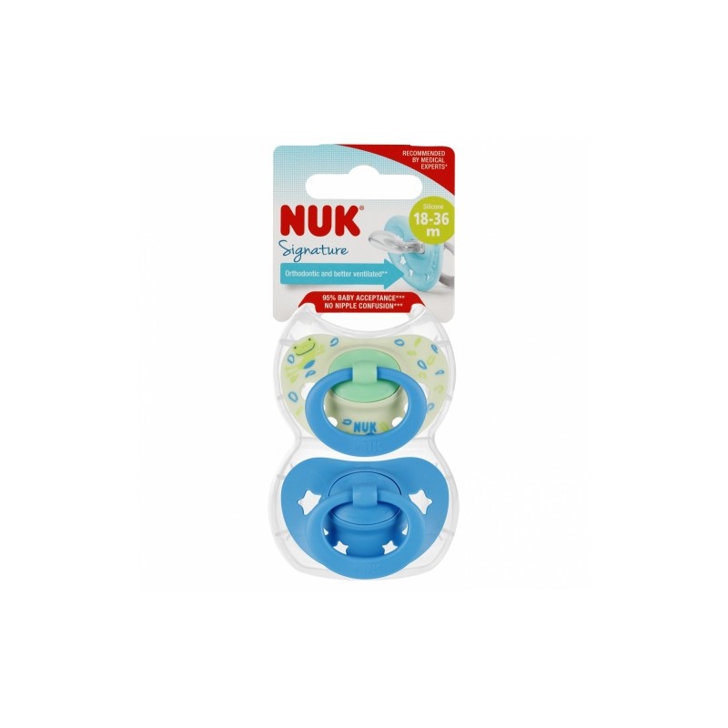 NUK 177206 Smoczek uspokajający 2 el. 18-36m SIGNATURE niebieski