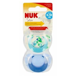NUK 736748 Smoczek uspokajający 2 el. 6-18m STAR zielony/niebieski