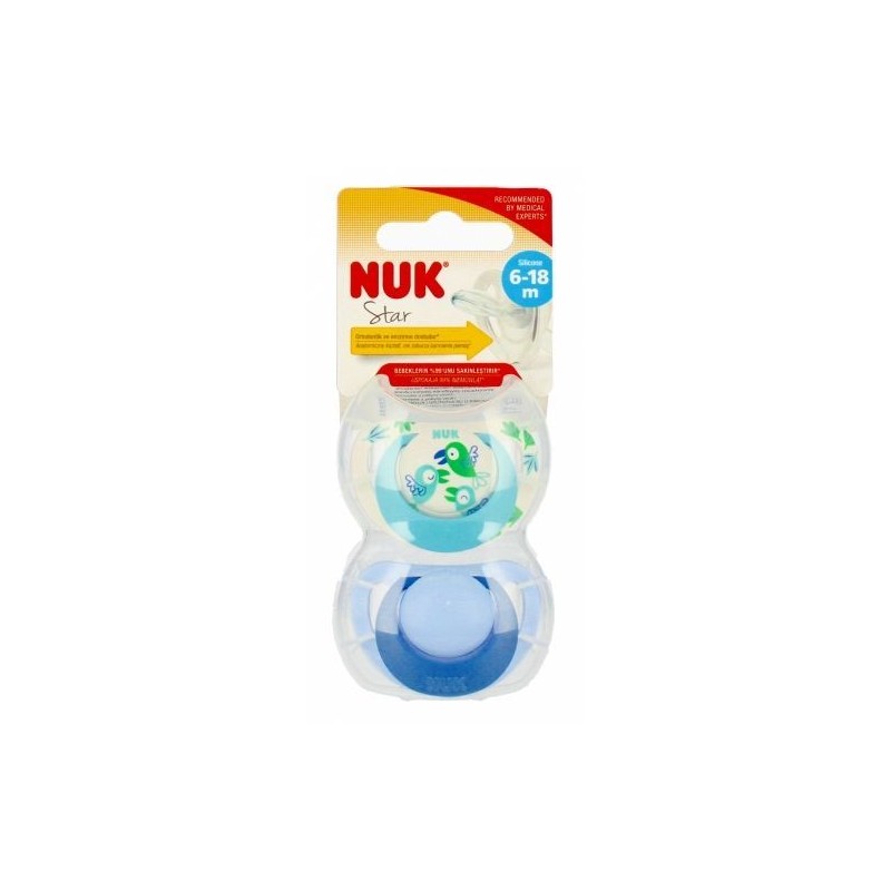 NUK 736748 Smoczek uspokajający 2 el. 6-18m STAR zielony/niebieski
