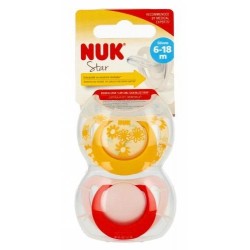 NUK 736748 Smoczek uspokajający 2 el. 6-18m STAR żółty/różowy