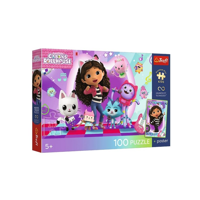 TREFL 16551 Puzzle 100 Kolorowy koci świat / Gabby's Dollhouse