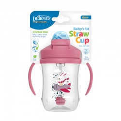 Dr.Browns TC91011 Kubek Pierwsza Słomka  270ml różowy Królik +6m