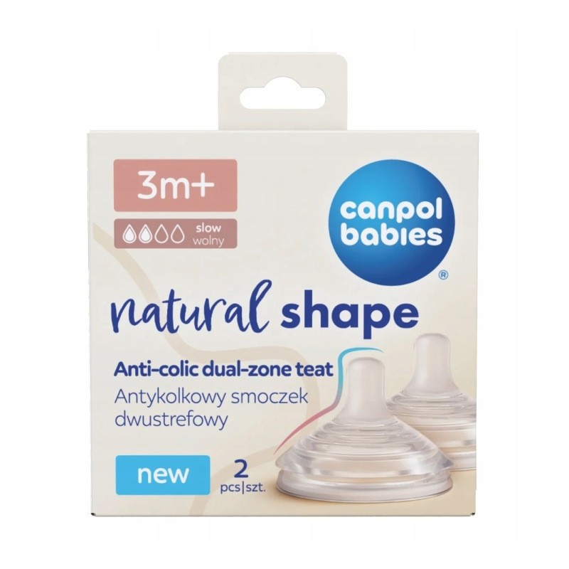 CANPOL 21/751 Smoczek antykolokowy dwustrefowy Natural Shape 3m+ 2 szt