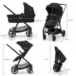 KINDERKRAFT Wózek NEWLY 3w1 mink pro black