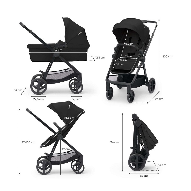 KINDERKRAFT Wózek NEWLY 3w1 mink pro black