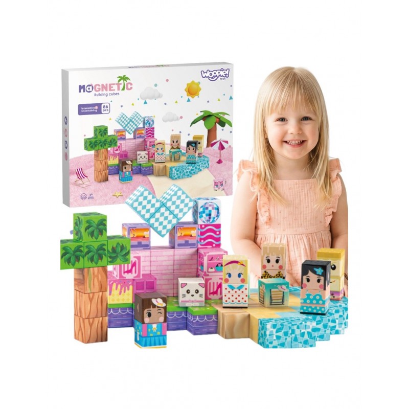 WOOPIE 58984 Klocki magnetyczne sześciany magnesy 86 el.