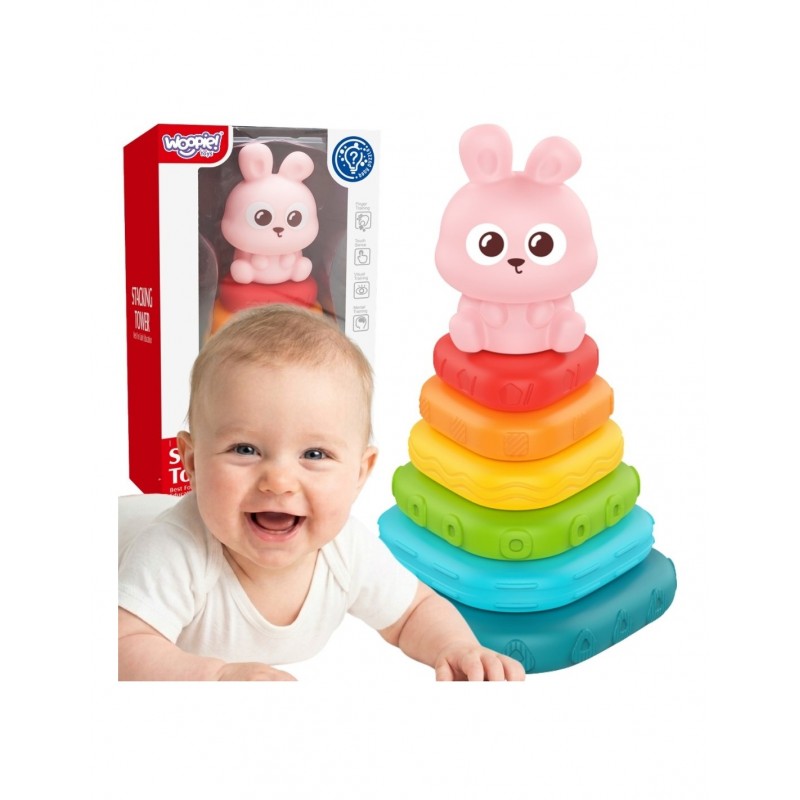 WOOPIE BABY 59332 Piramidka sensoryczna wieża króliczek