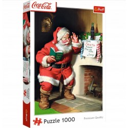 TREFL 10922 Puzzle 1000 XMAS Coca-Cola Mikołaj przy kominku