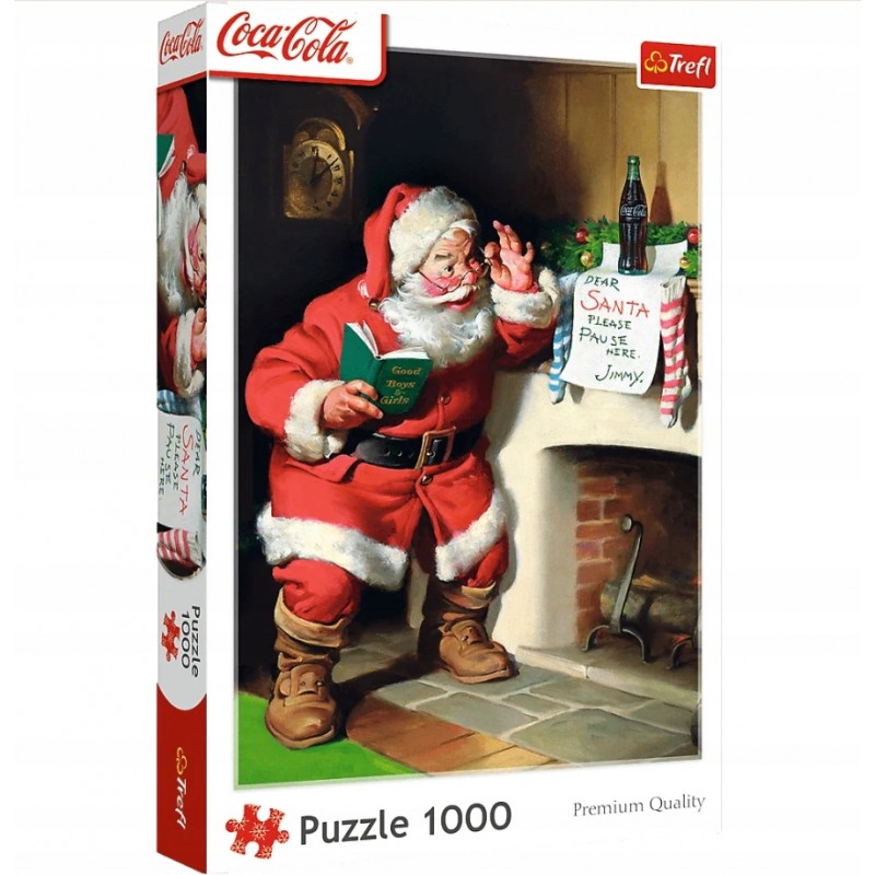 TREFL 10922 Puzzle 1000 XMAS Coca-Cola Mikołaj przy kominku