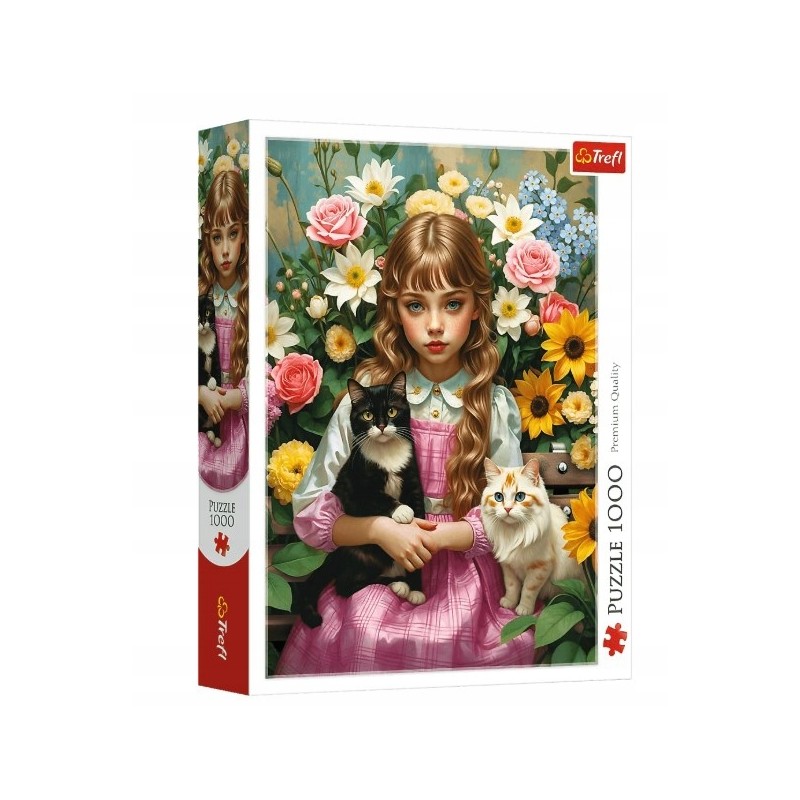 TREFL 10976 Puzzle 1000 Dziewczynka z  kotami