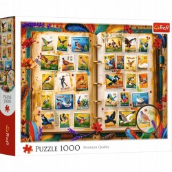 TREFL 10979 Puzzle 1000 Kolekcja znaczków-atlas ptaków