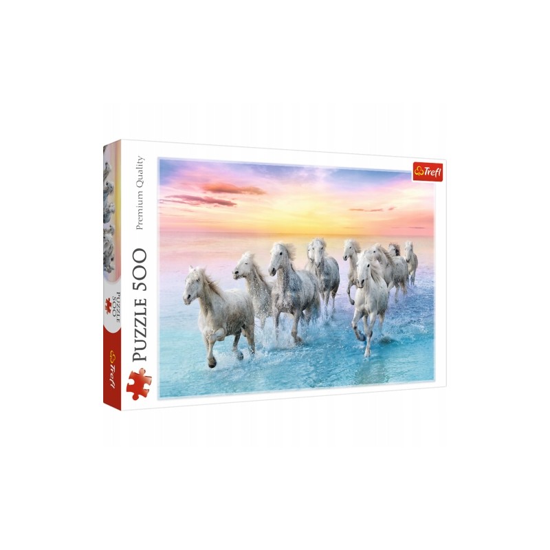 TREFL 37289 Puzzle 500 Białe konie w galopie
