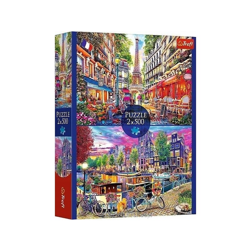 TREFL 37496 Puzzle 2x500 Europejskie stolice