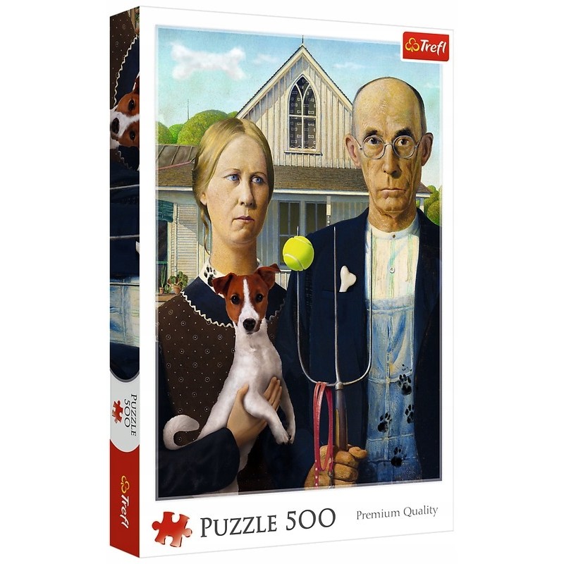 TREFL 37526 Puzzle 500 American Gothic: Psia edycja