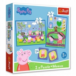 TREFL 93331 Puzzle 2w1 MEMOS Radosne chwile z Świnką Peppą