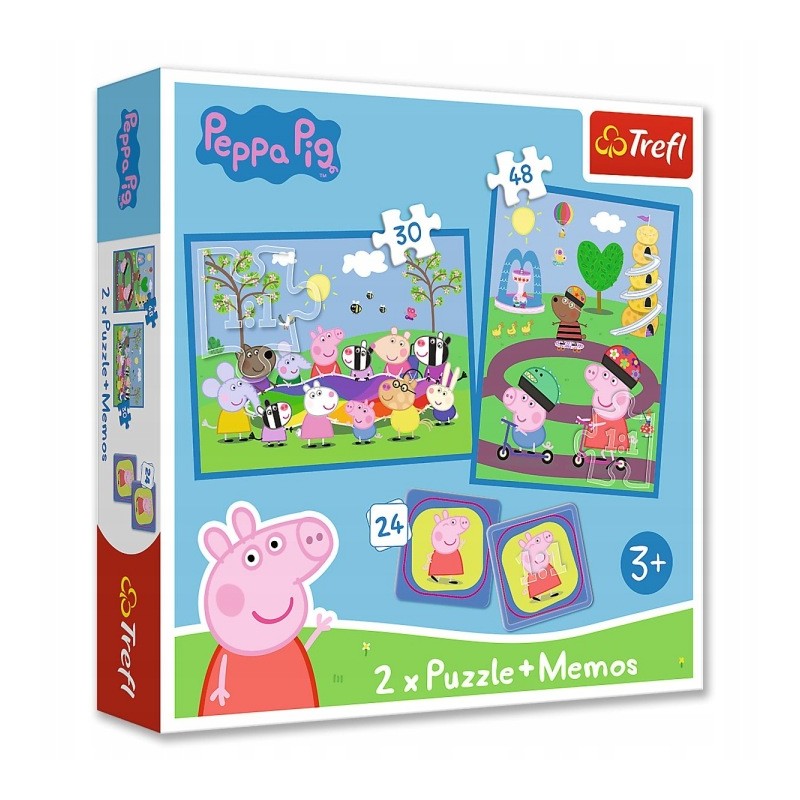 TREFL 93331 Puzzle 2w1 MEMOS Radosne chwile z Świnką Peppą