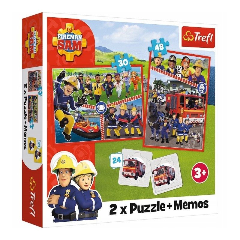 TREFL 93334 Puzzle 2w1 MEMOS Drużyna Strażaka Sama