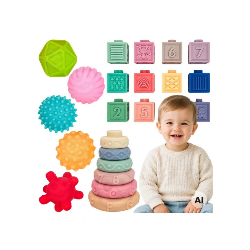 WOOPIE BABY 100222 Miękkie klocki sensoryczne zestaw 23