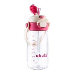 AKUKU A0725 Bidon ze słomką szkolny różowy