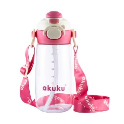 AKUKU A0725 Bidon ze słomką szkolny różowy