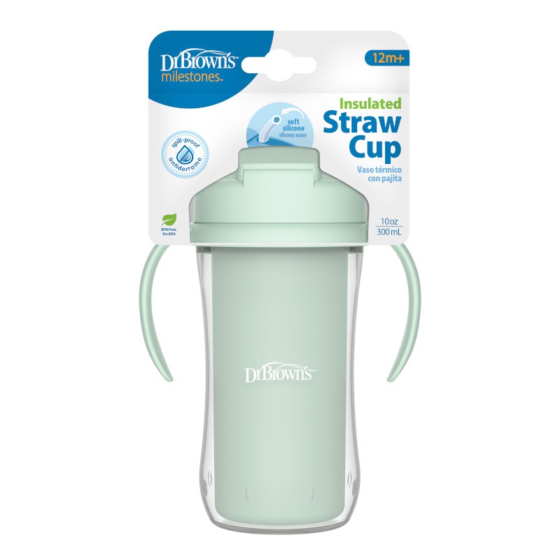 Dr.Browns TC01204 Kubek termiczny ze słomką 300ml zielony 12m+