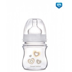 CANPOL 35/216 Butelka szerokootworowa antykolkowa Easystart Newborn Baby 120 ml beżowe serduszka