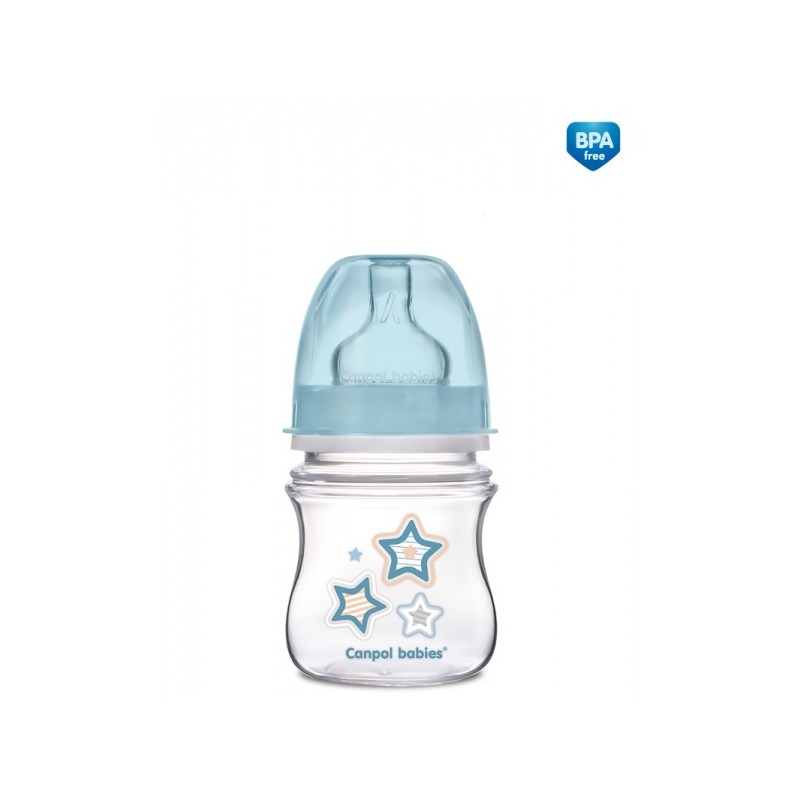 CANPOL 35/216 Butelka szerokootworowa antykolkowa Easystart Newborn Baby 120ml niebieskie gwiazdki