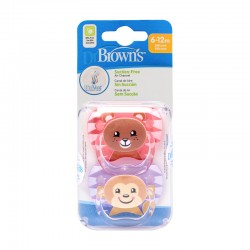 Dr.Browns PV22014 Smoczek PreVent Motyl 6-12m kolekcja zwierzęta różowy 2 pak
