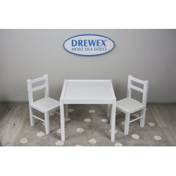 DREWEX Zestaw Stolik + 2 krzesełka biały/biały
