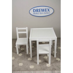 DREWEX Zestaw Stolik + 2 krzesełka biały/biały