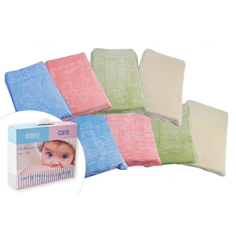 EASY CARE 502 Kocyk akrylowy tłoczony jednokolorowy 80x110