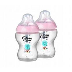 225504 BUTELKA 2 X 260 ML. DEK.BISF RÓŻOWA Tommee Tippee