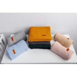 KOC DZIERGANY BAWEŁNA MUSZTARDOWY 100 X 80